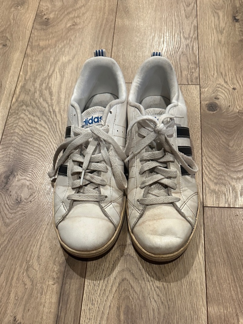 adidas White Sneakers with Black Stripes